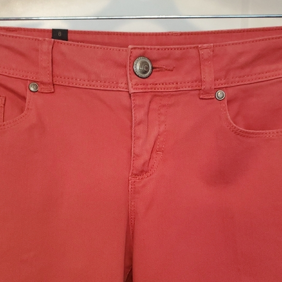 LC Lauren Conrad Women's Vibrant Coral Skinny Jeans - Picture 2 of 5